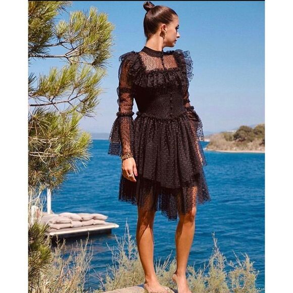 Sandra Mansour x H&M Tulle Lace Black DRESS - Picture 3 of 4